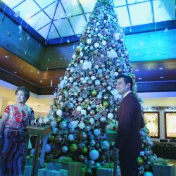 Lapu-Lapu City Mayor Paz Radaza and Hotel Manager Mr. Rex Benhur Caballes before lighting the Christmas Tree