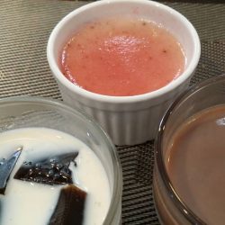 (From Top to Right) Pannacotta, Cocoa Pudding, and Coffee and Jelly